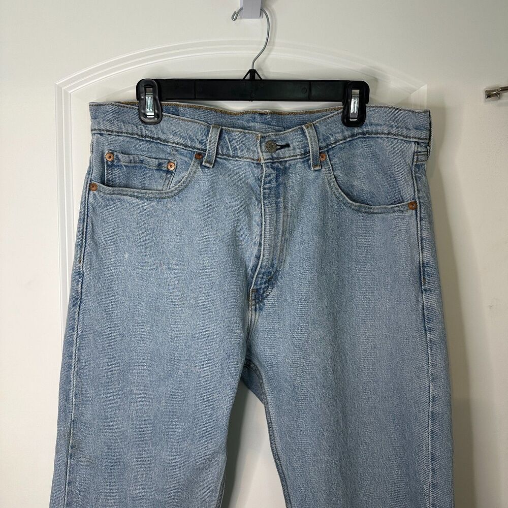 Levi's 505 Regular Fit Jeans Mens 36x34 Measured 32 Inseam Light Wash - Picture 6 of 16
